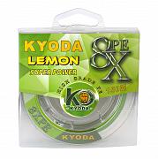 Фото шнур плетеный kyoda lemon 8x pe d-0,16 мм, l-150 м, цвет лимонный, разрывная нагрузка 7,5 кг