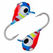 Фото капля с ушком d 3,0 мм, вес 0,44 гр, цвет малек красно-сине-белый с разноцветными пол. и точ /10 шт/