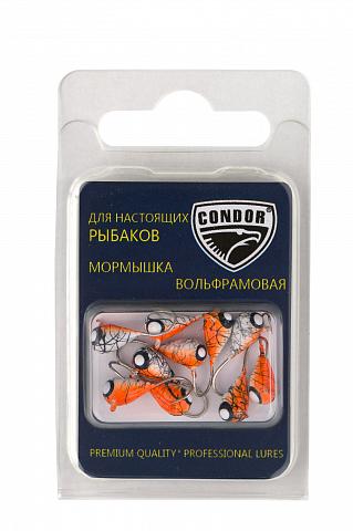 Фото капля с ушком d 6,0 мм, вес 3,1 гр, окраска малек, красная-белая мрамор  /10 шт/